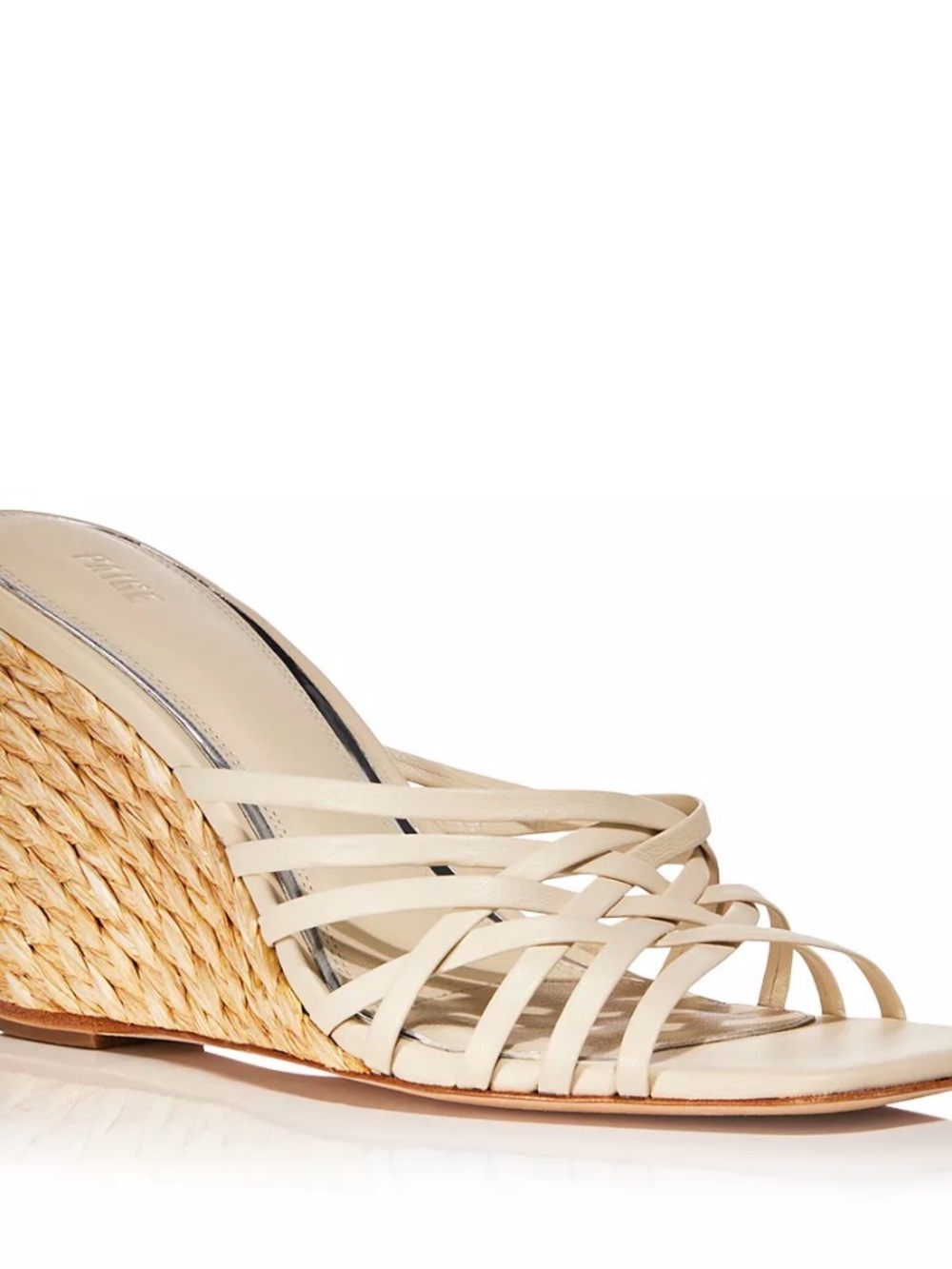 Paige Skyler Bone Woven-Strap Wedge Sandals 8.5